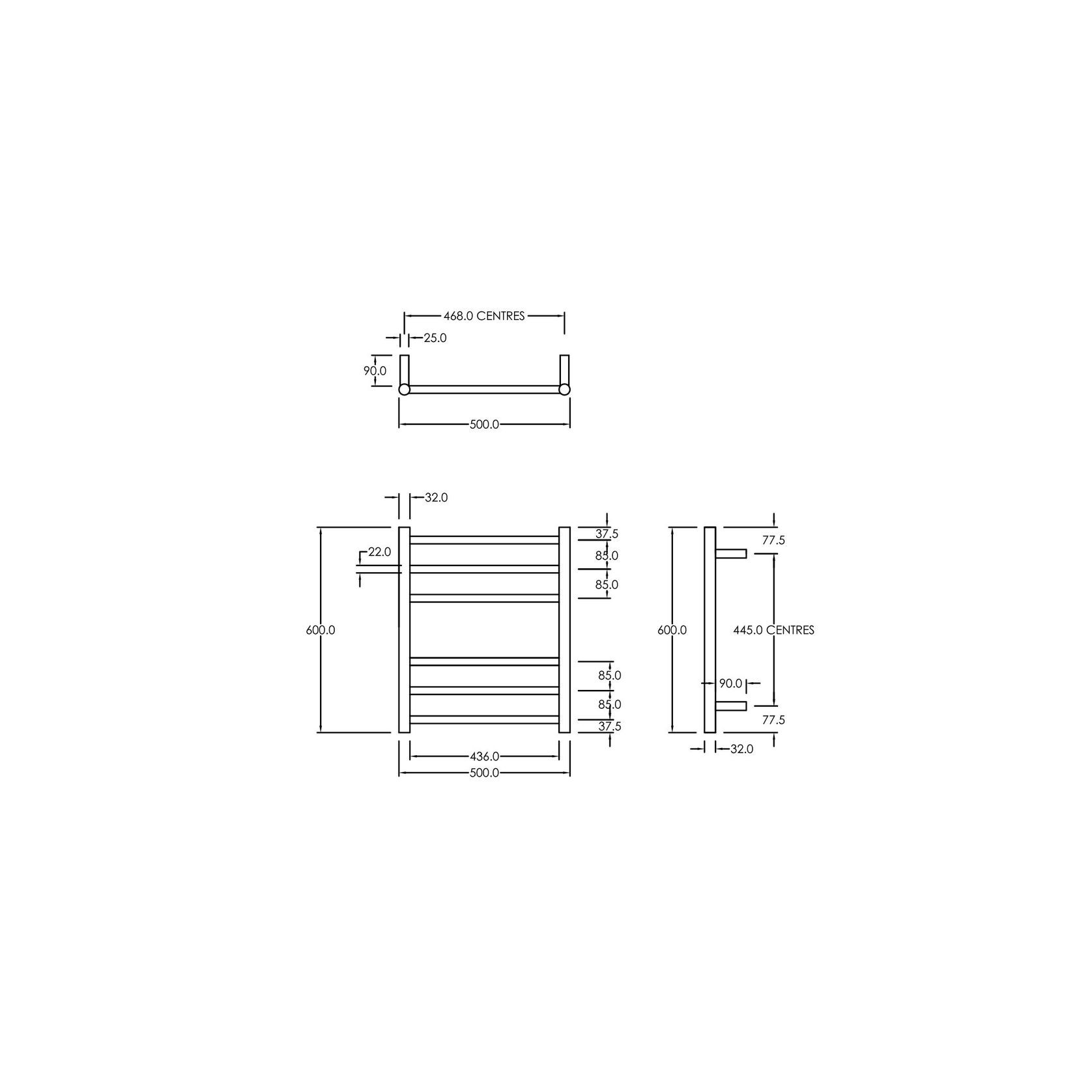 Round Towel Rail 240V 600 x 500mm Chrome gallery detail image