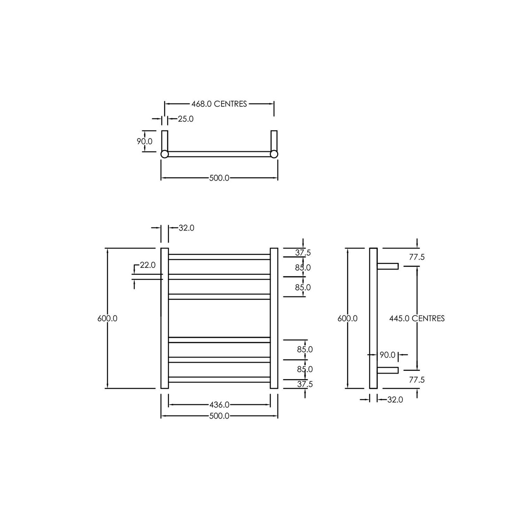 Round Towel Rail 240V 600 x 500mm Chrome gallery detail image