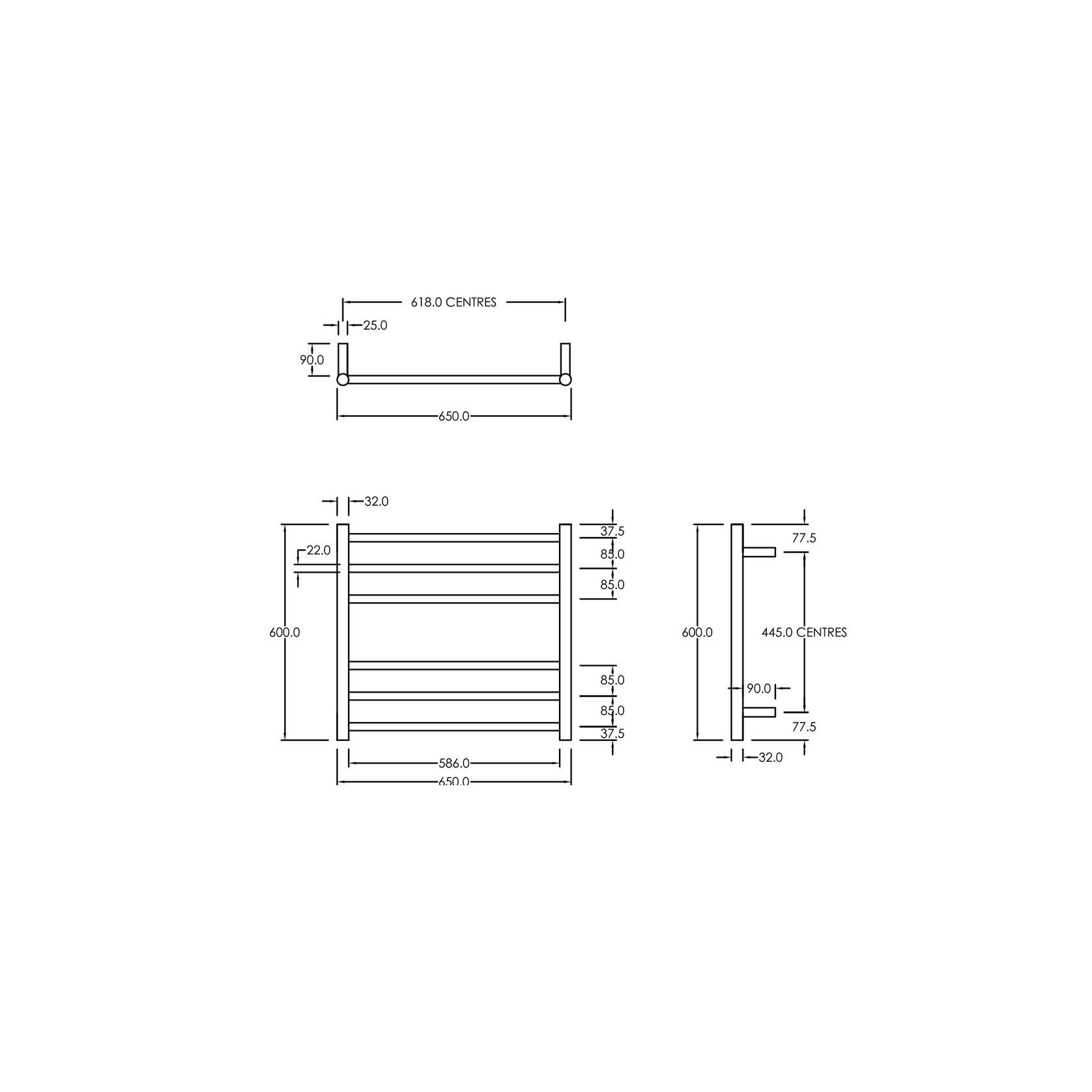 Round Towel Rail 240V 600 x 650mm Brushed Gold gallery detail image