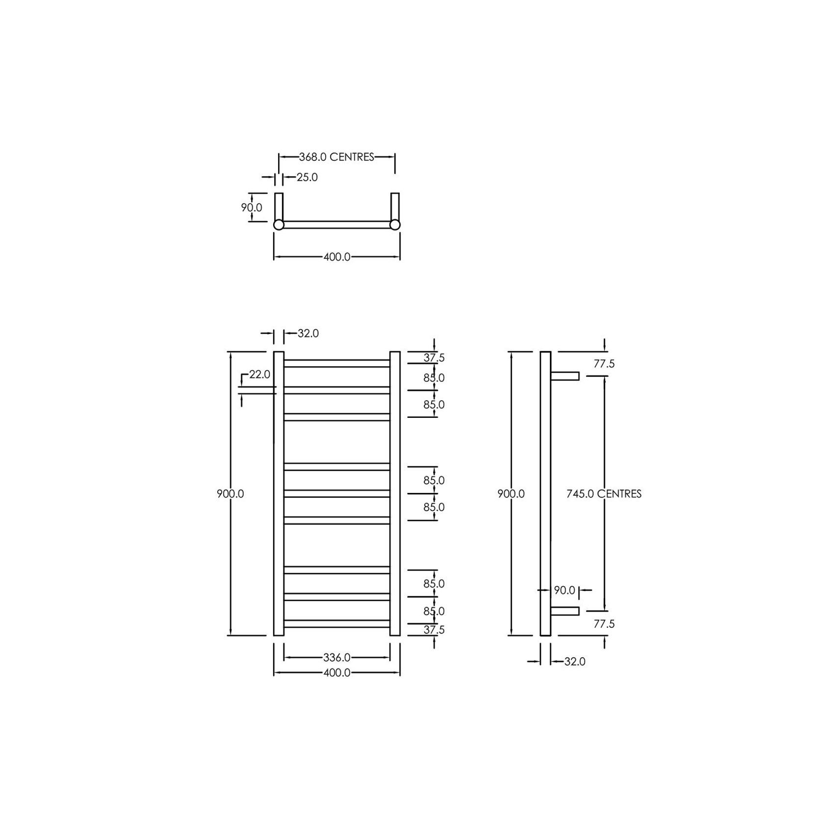 Round Towel Rail 240V 900 x 400mm Brushed Copper gallery detail image