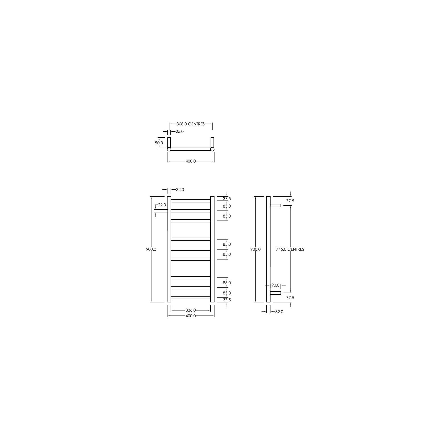 Round Towel Rail 240V 900 x 400mm Chrome gallery detail image