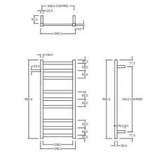 Square Towel Rail 240V 900 x 400mm Satin Black gallery detail image