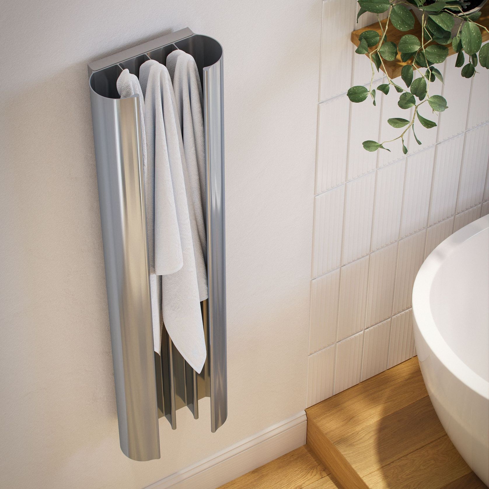 Loop Towel Warmer | Polished Pewter gallery detail image