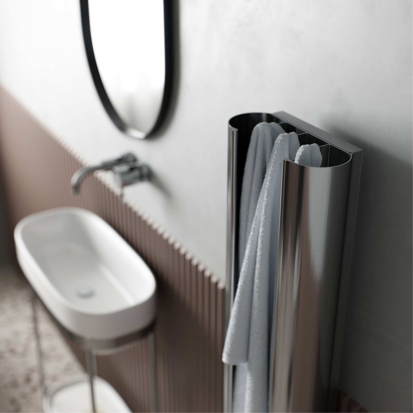 Loop Towel Warmer | Polished Pewter gallery detail image