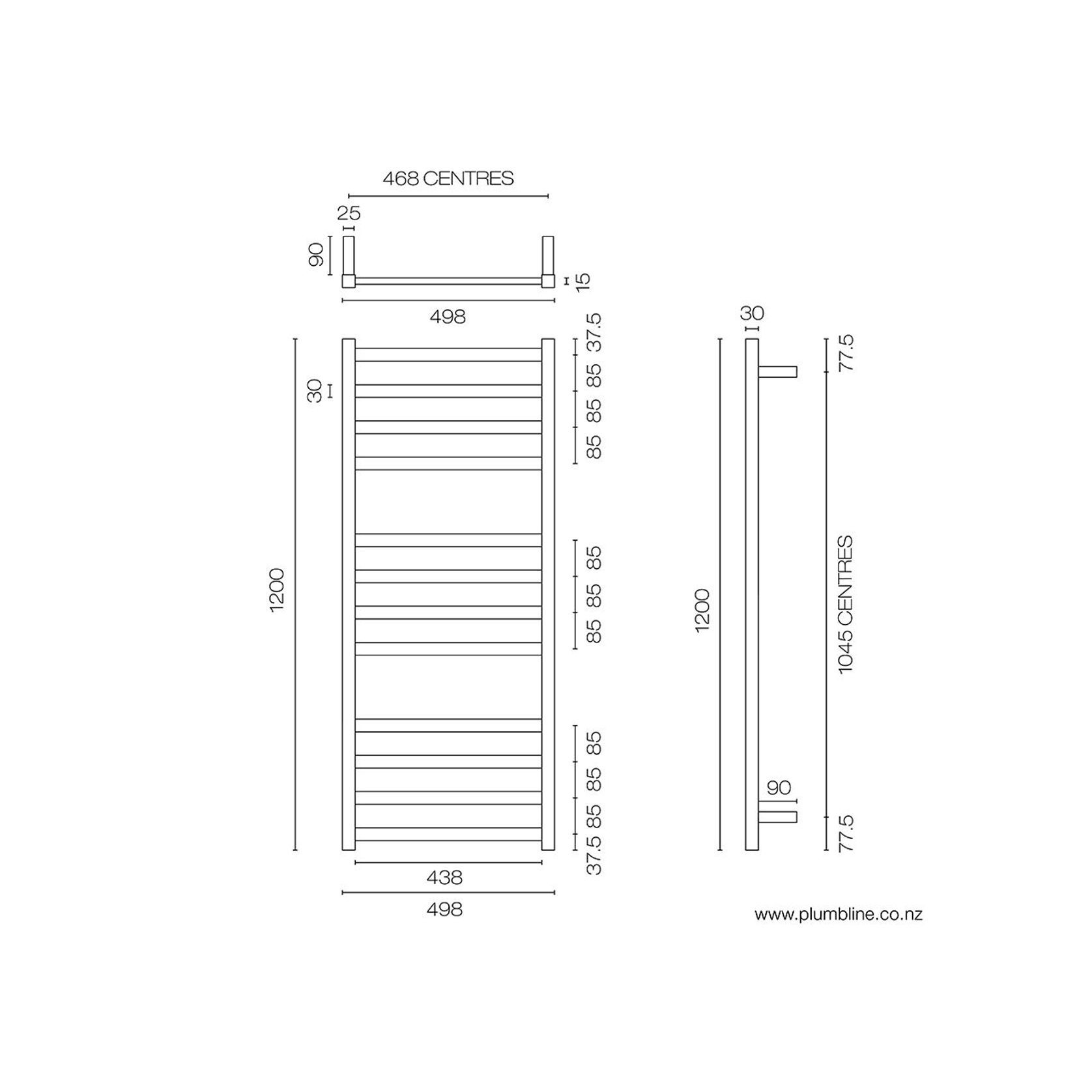 Como 12 Bar Heated Towel Ladder 120 X 50cm gallery detail image