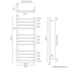 Tube 12 Bar Heated Towel Ladder 120 X 50cm gallery detail image