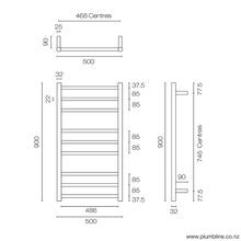 Tube 9 Bar Heated Towel Ladder 90 X 50cm gallery detail image