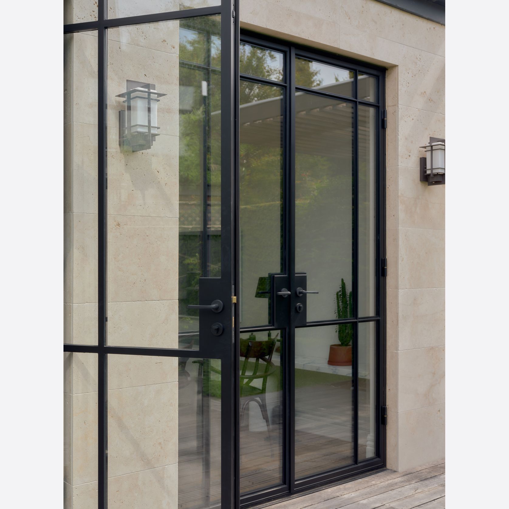 Steel Frame Glass Hinge Doors - Galvanised FPS50 gallery detail image