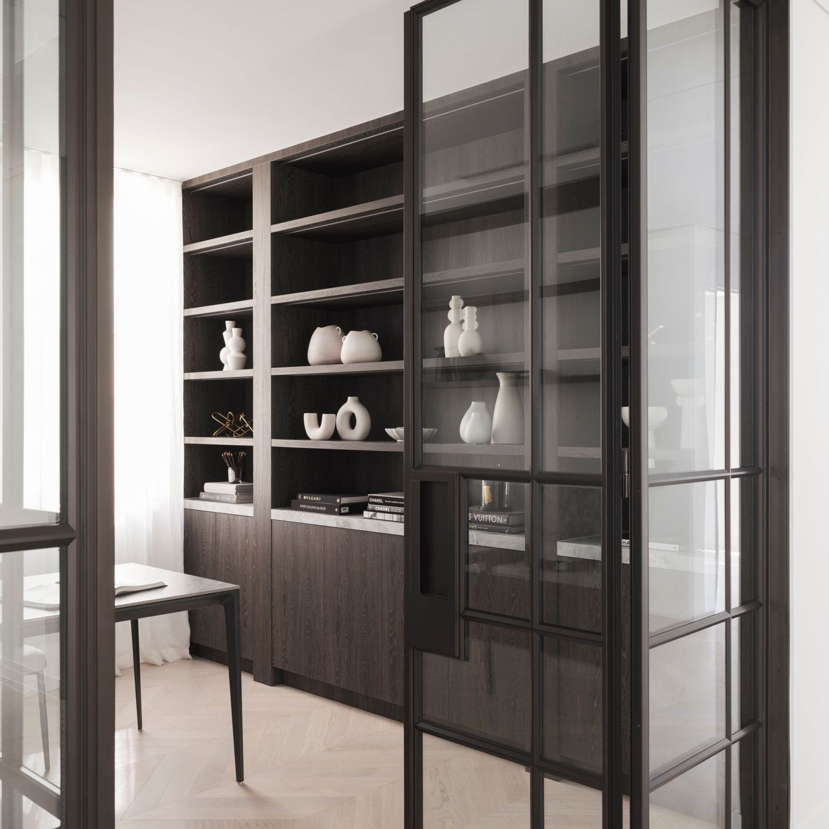 Steel Frame Glass Hinge Doors - Galvanised W40 gallery detail image