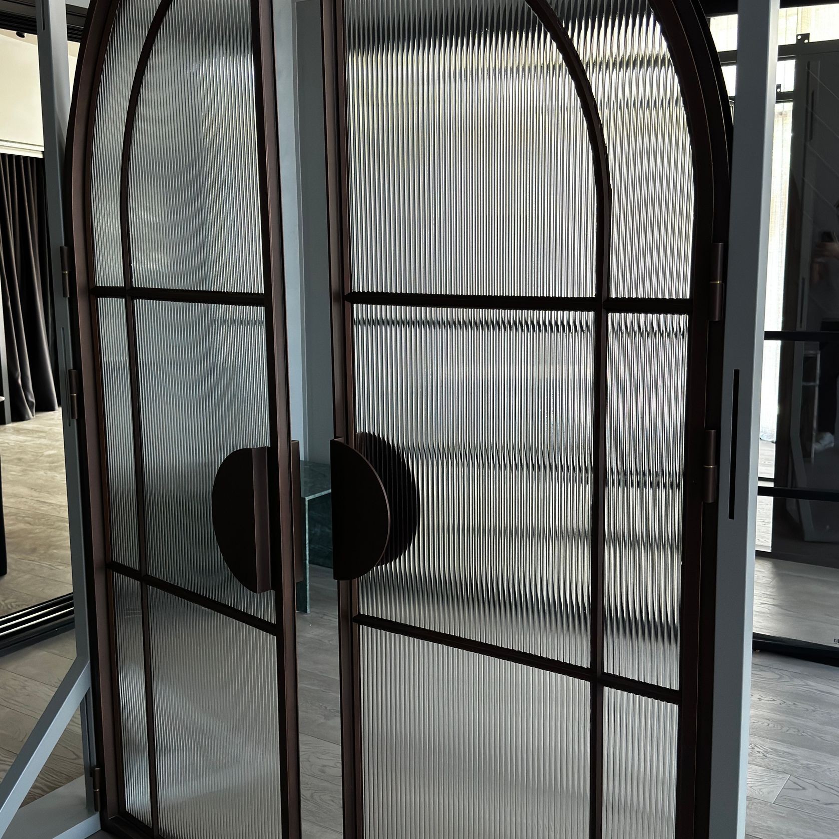 Arch Steel Frame Glass Hinge Doors - Galvanised W40 gallery detail image