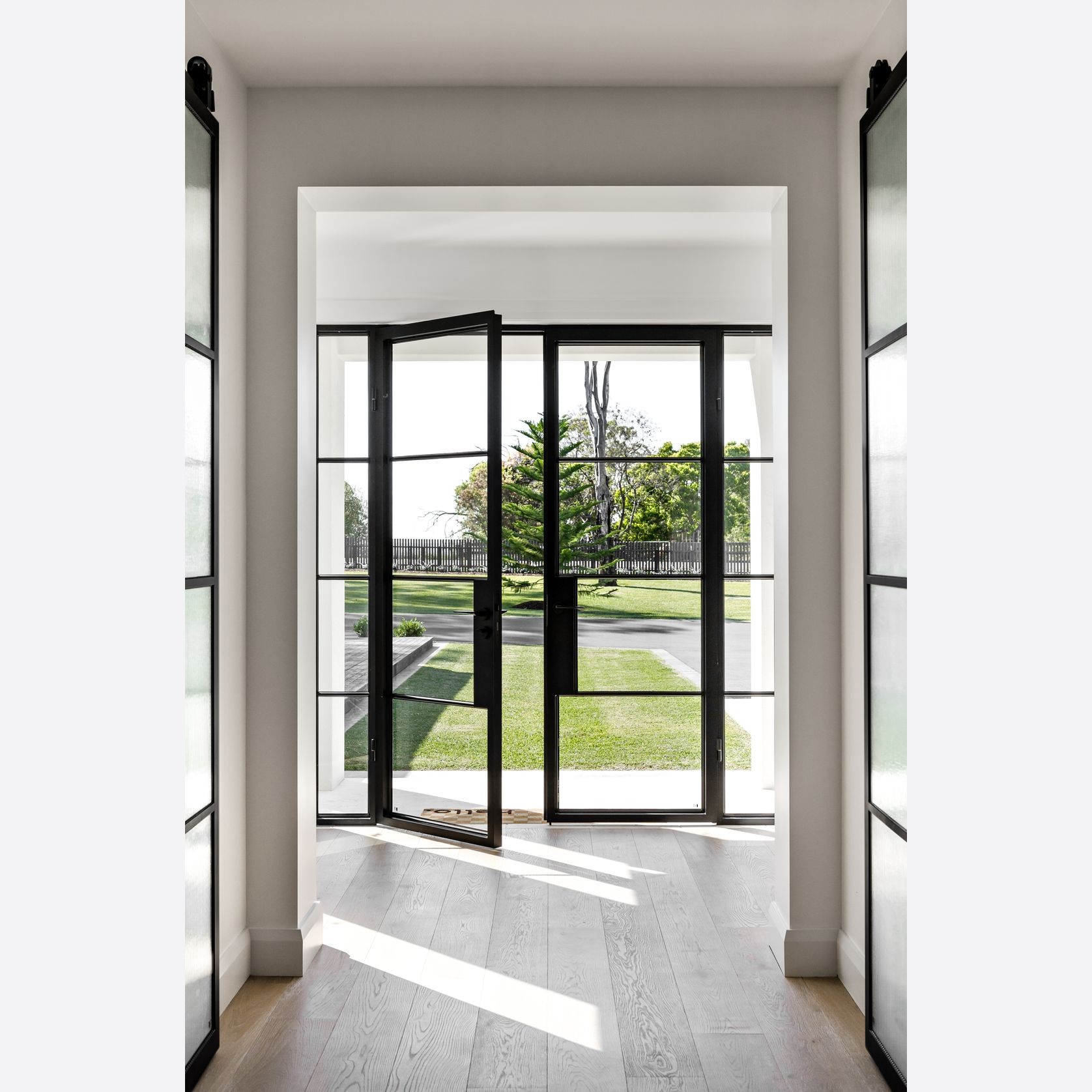 Steel Frame Glass Hinge Doors - Galvanised FPS50 gallery detail image