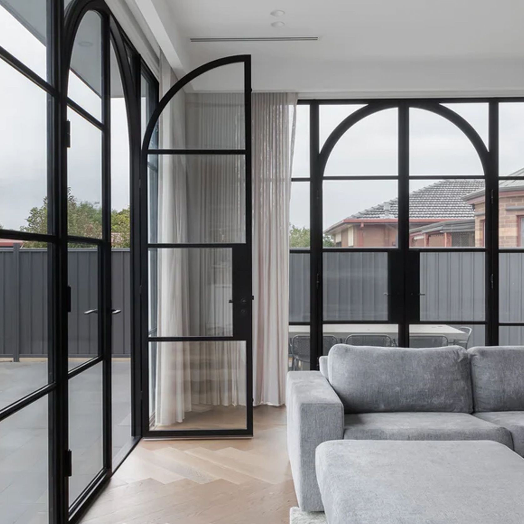 Steel Frame Glass Hinge Doors  - Galvanised FPS50 gallery detail image