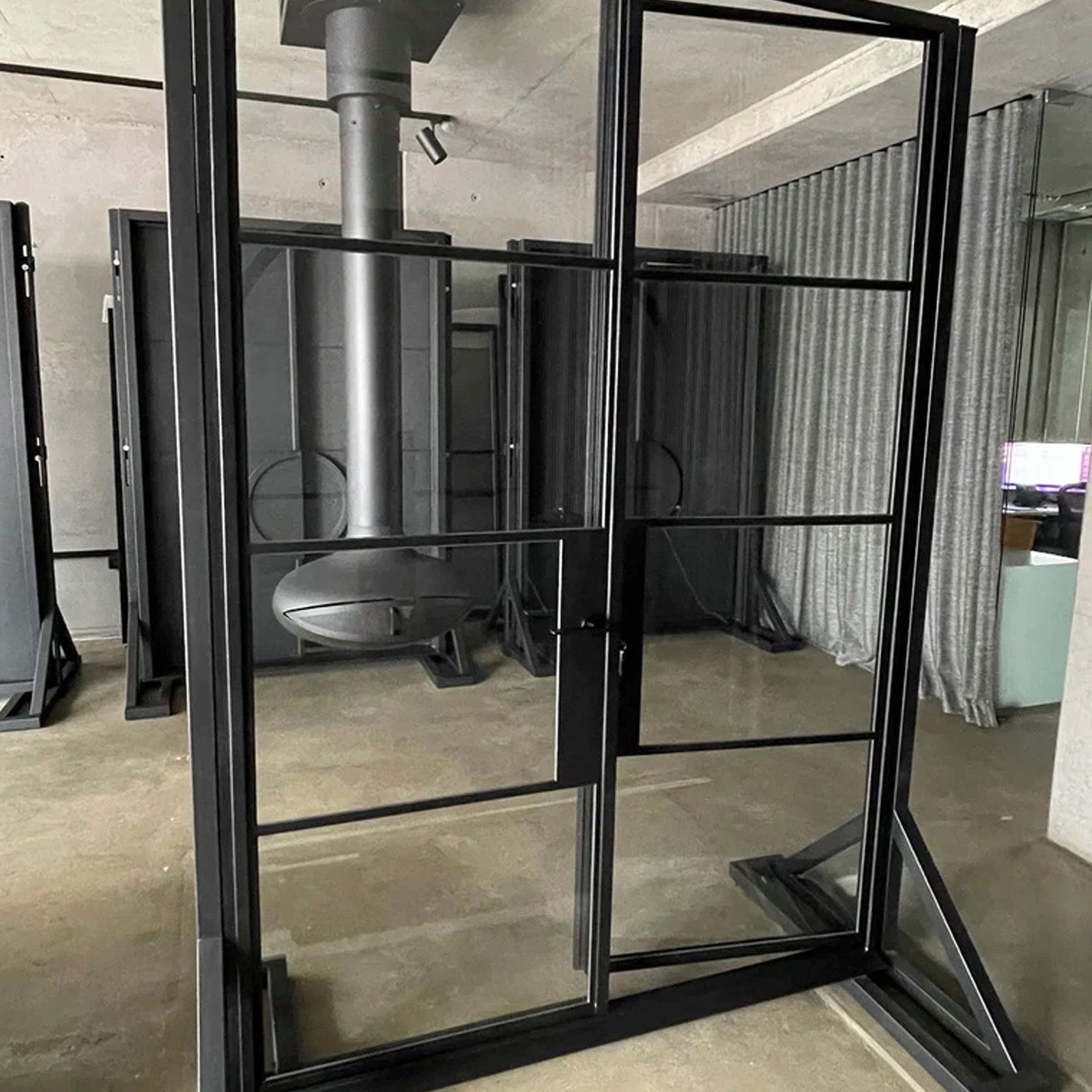 Steel Frame Glass Hinge Doors - Galvanised W40 gallery detail image