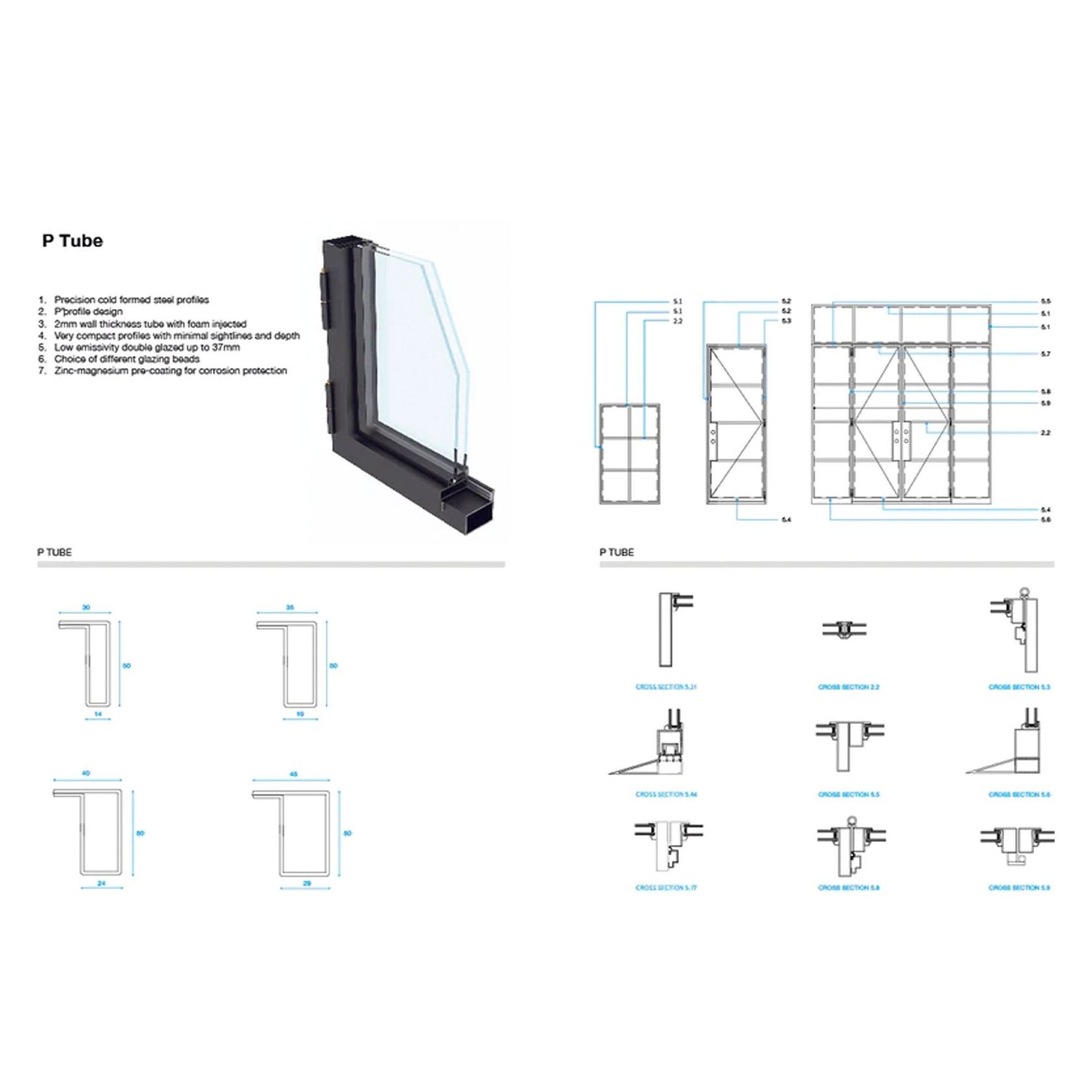 Steel Frame Glass Hinge Doors  - Galvanised FPS50 gallery detail image