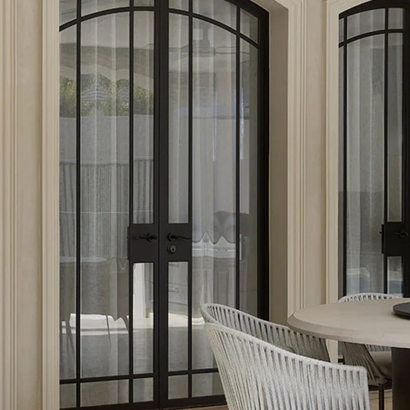 Arch Steel Frame Glass Hinge Doors - Galvanised FPS50 gallery detail image