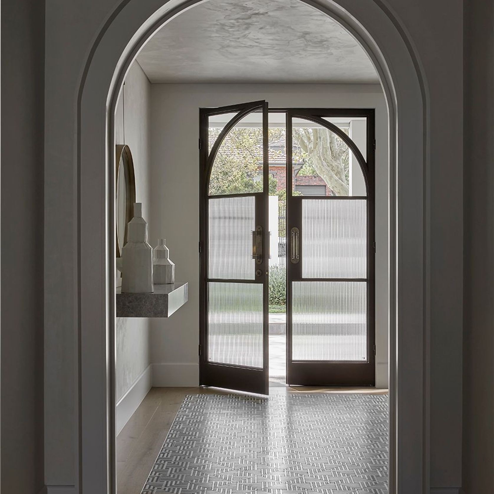Arch Steel Frame Glass Hinge Doors - Galvanised FPS50 gallery detail image