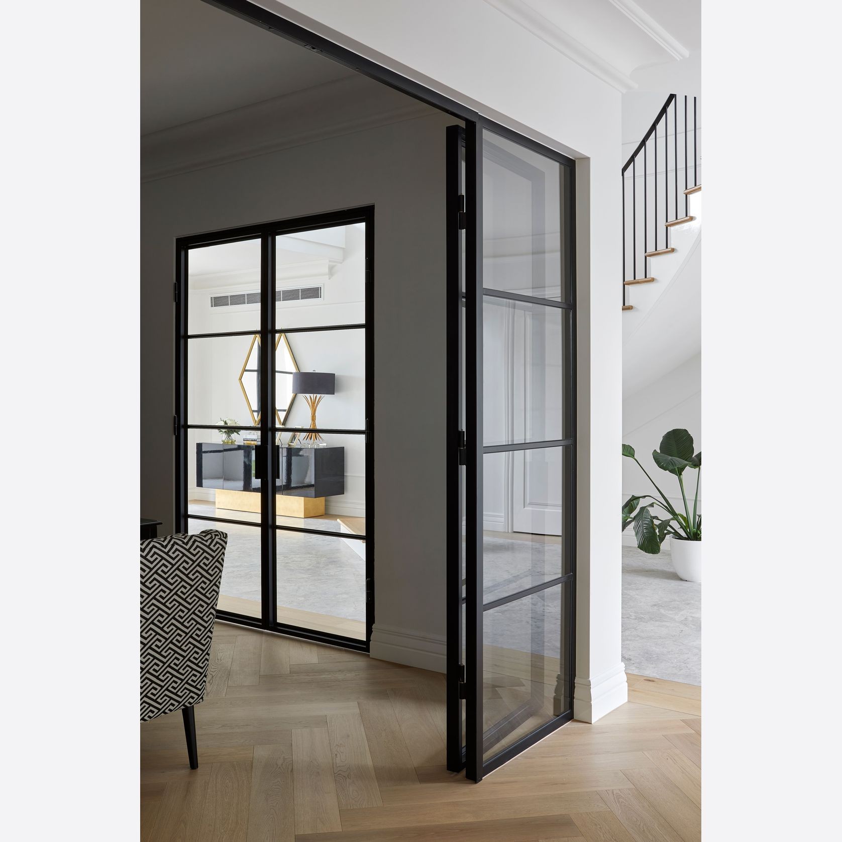 Steel Frame Glass Hinge Doors - Galvanised FPS50 gallery detail image