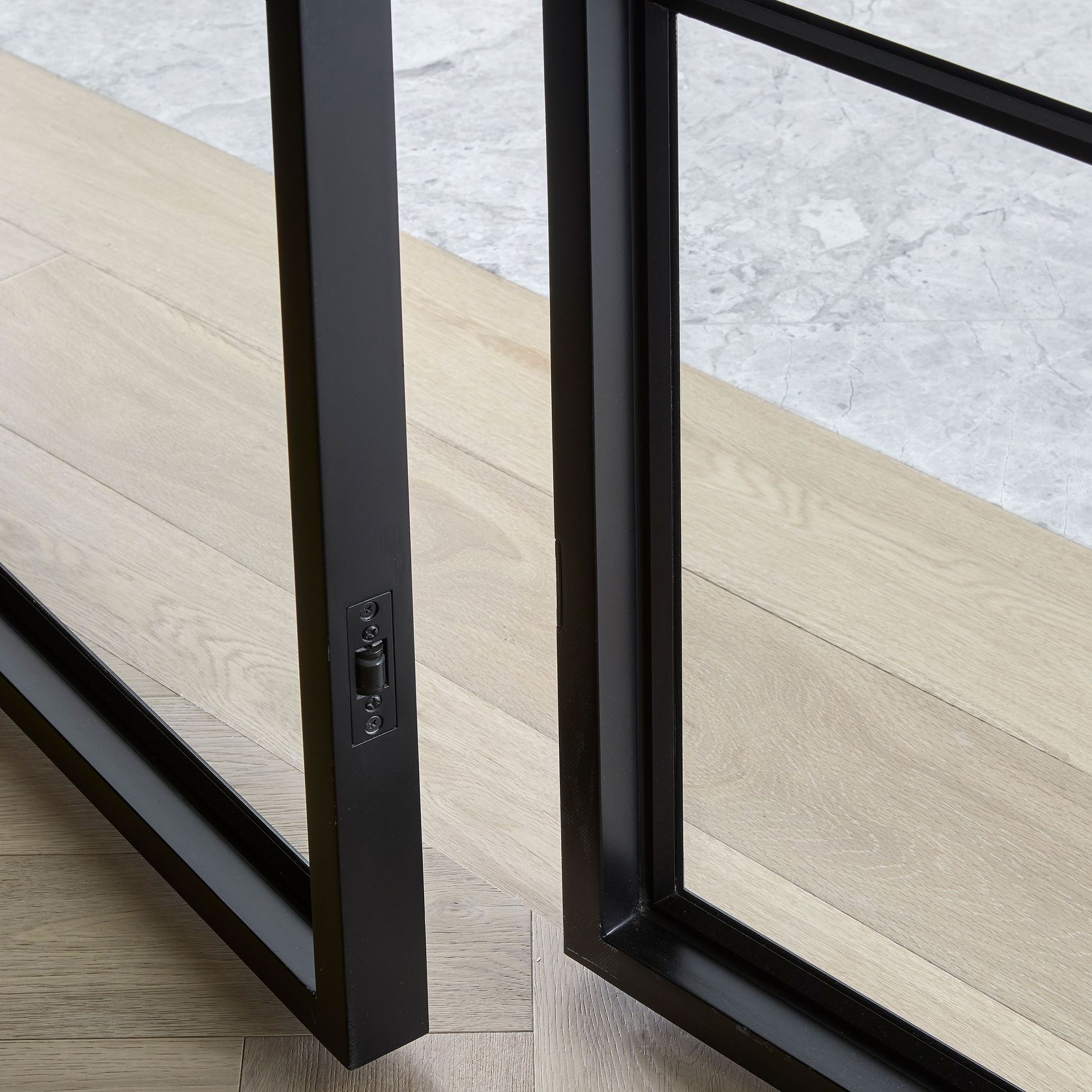 Steel Frame Glass Hinge Doors - Galvanised FPS50 gallery detail image