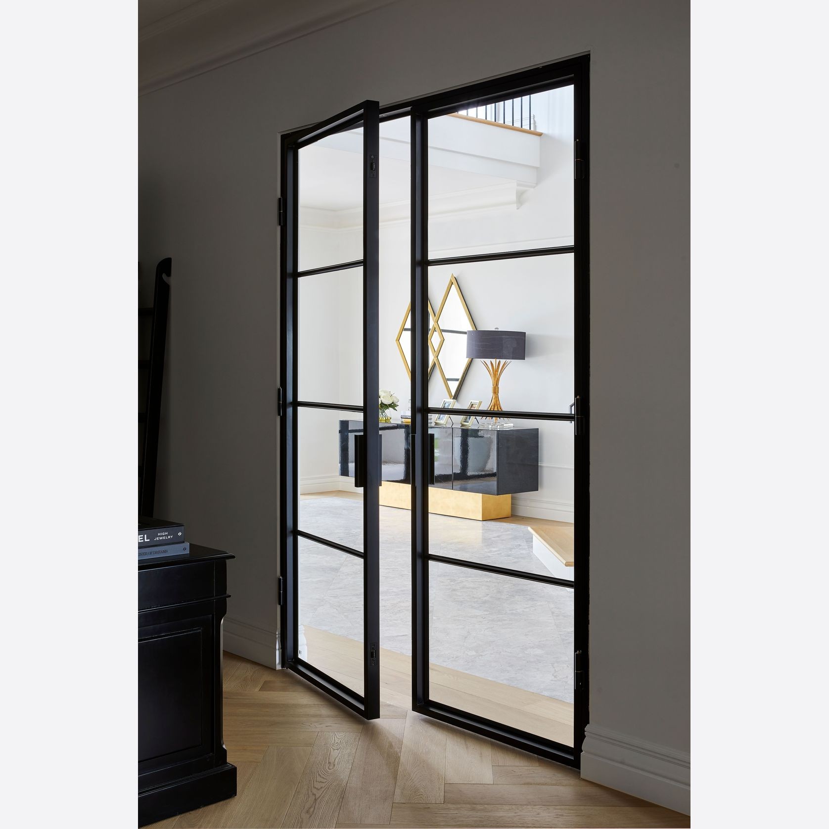 Steel Frame Glass Hinge Doors - Galvanised FPS50 gallery detail image