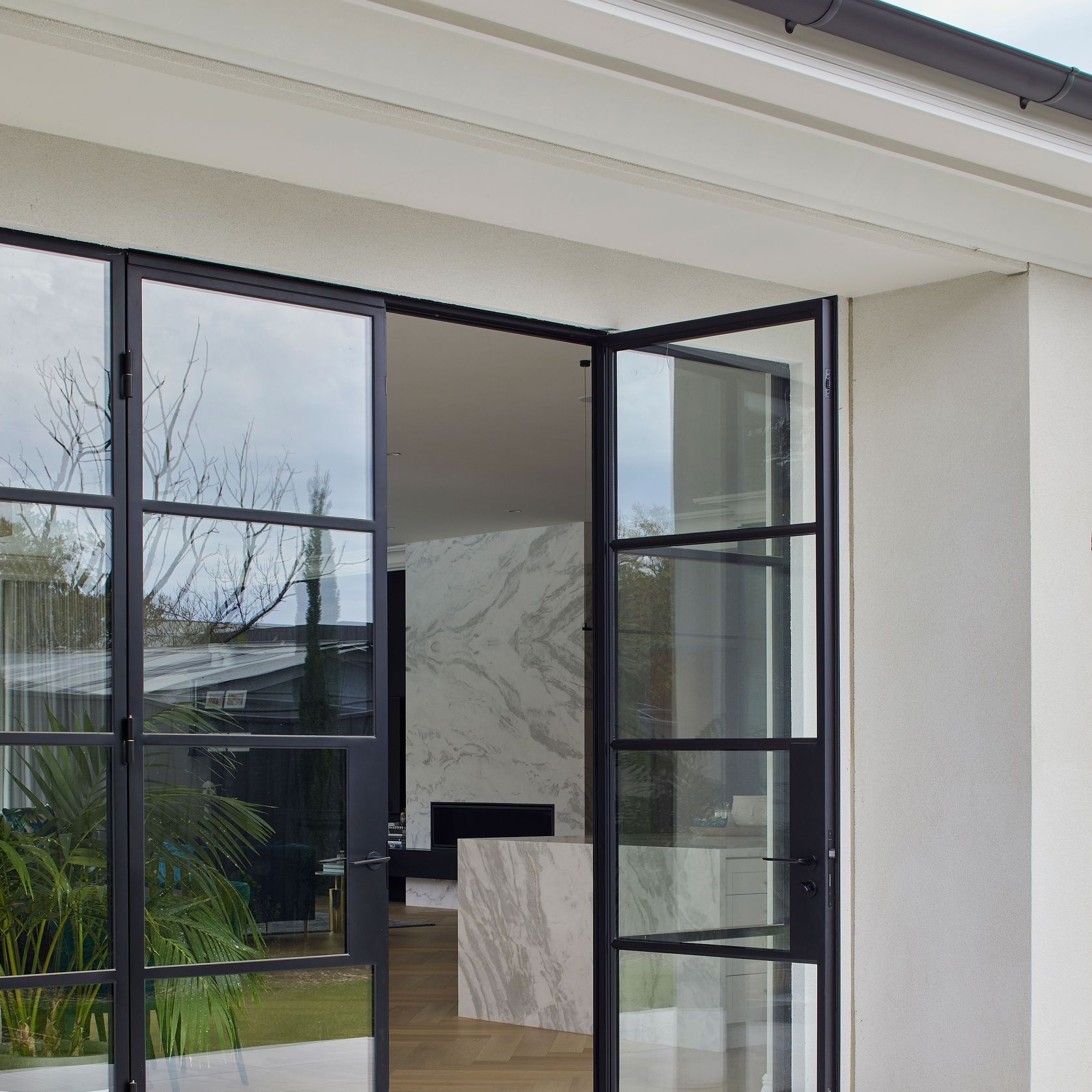 Steel Frame Glass Hinge Doors - Galvanised FPS50 gallery detail image
