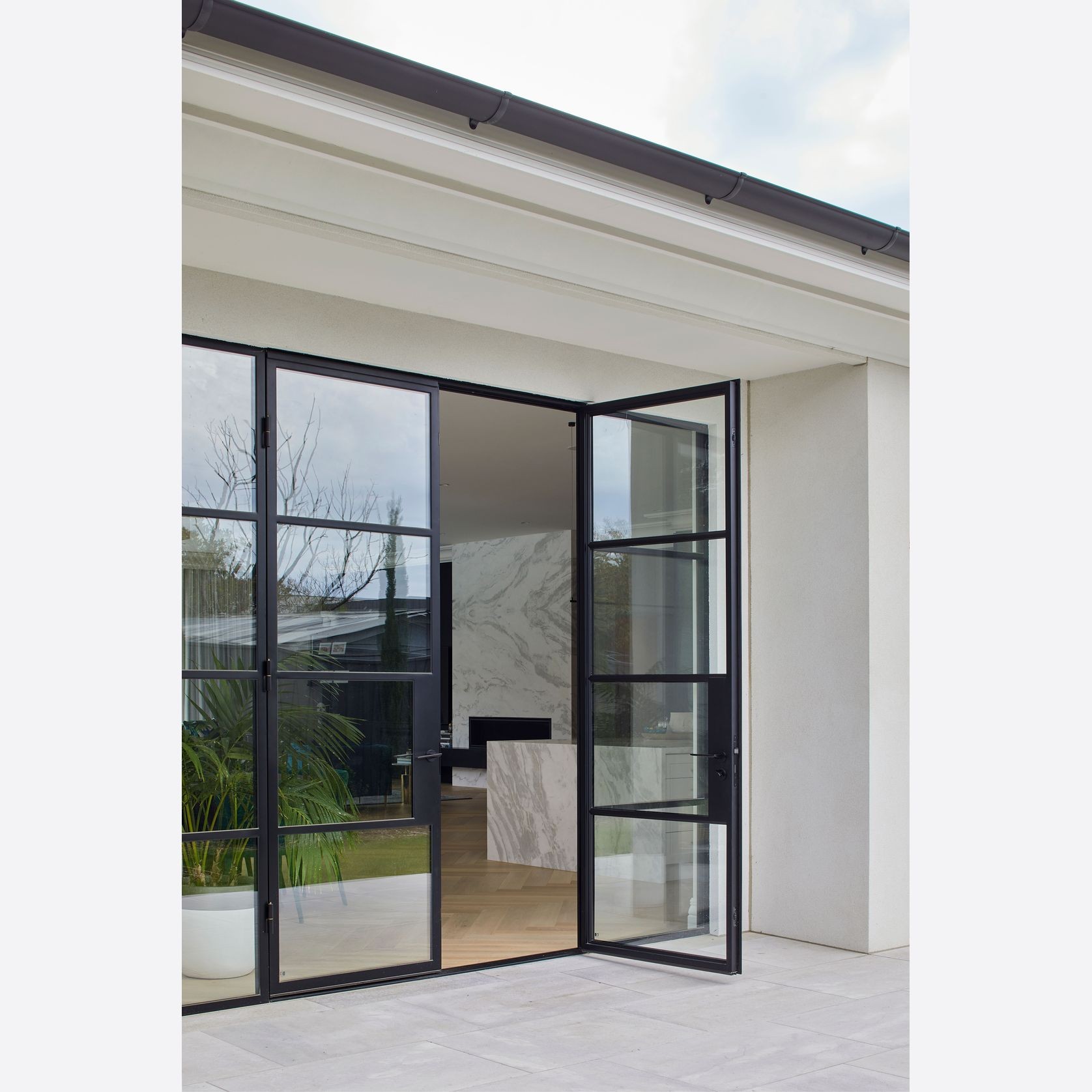 Steel Frame Glass Hinge Doors - Galvanised FPS50 gallery detail image