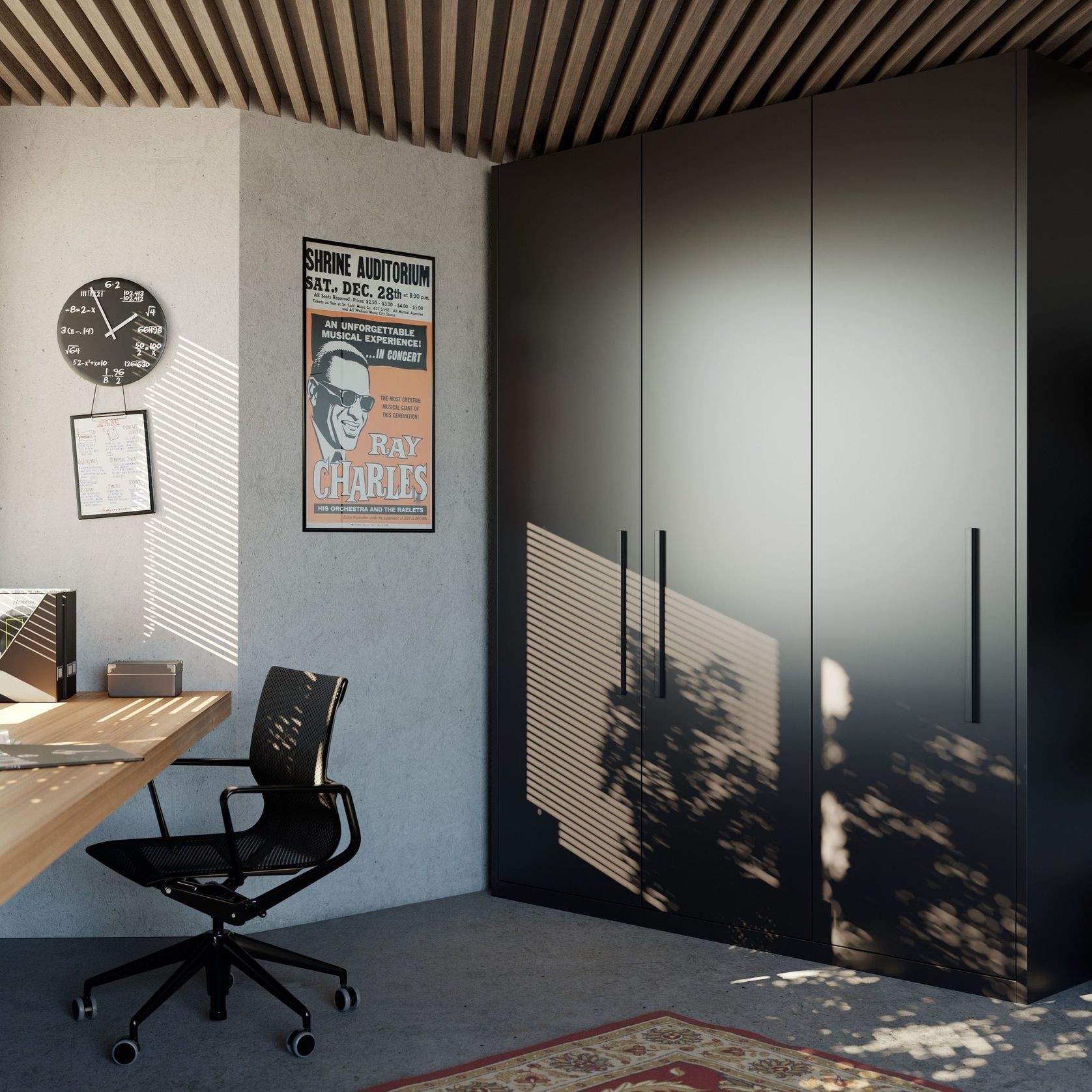 Salice Gravity Pocket Door Installed with Full Height Doors for Home Studio - Closed