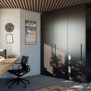 Salice Gravity Pocket Door Installed with Full Height Doors for Home Studio - Closed