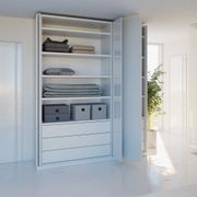 Salice Gravity Pocket Door Installed with Full Height Doors for Linen Cupboard - Partially Open