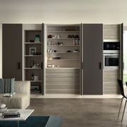 Salice Gravity Pocket Doors Installed with Full Height Doors for Pantry and Appliance Tower