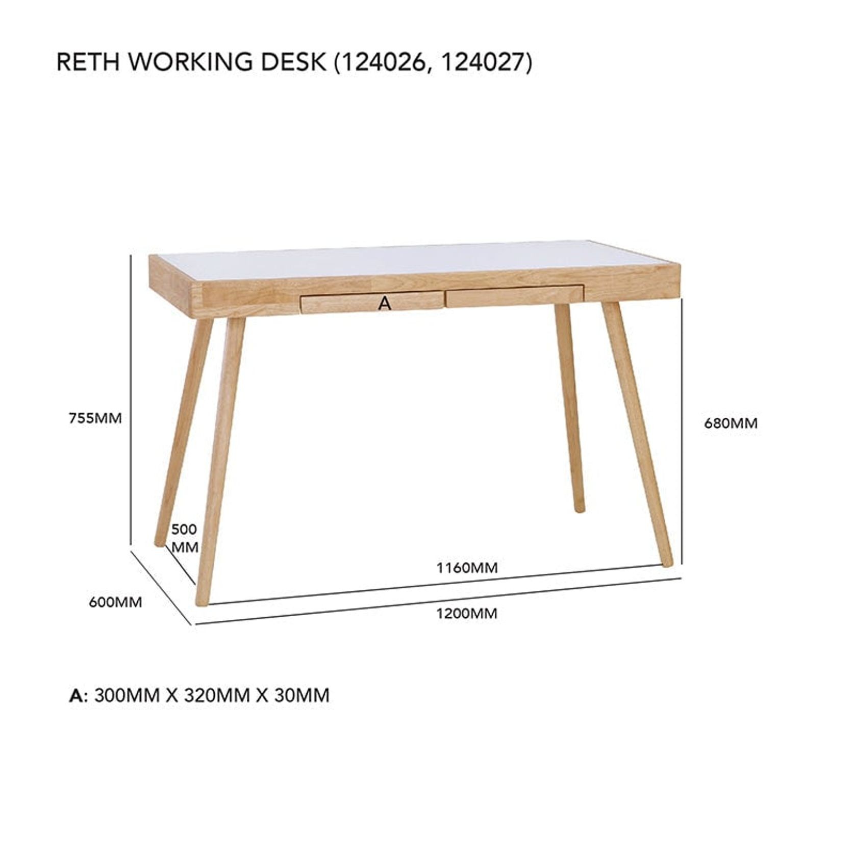 RETH Study Desk 120cm - Walnut & Black gallery detail image