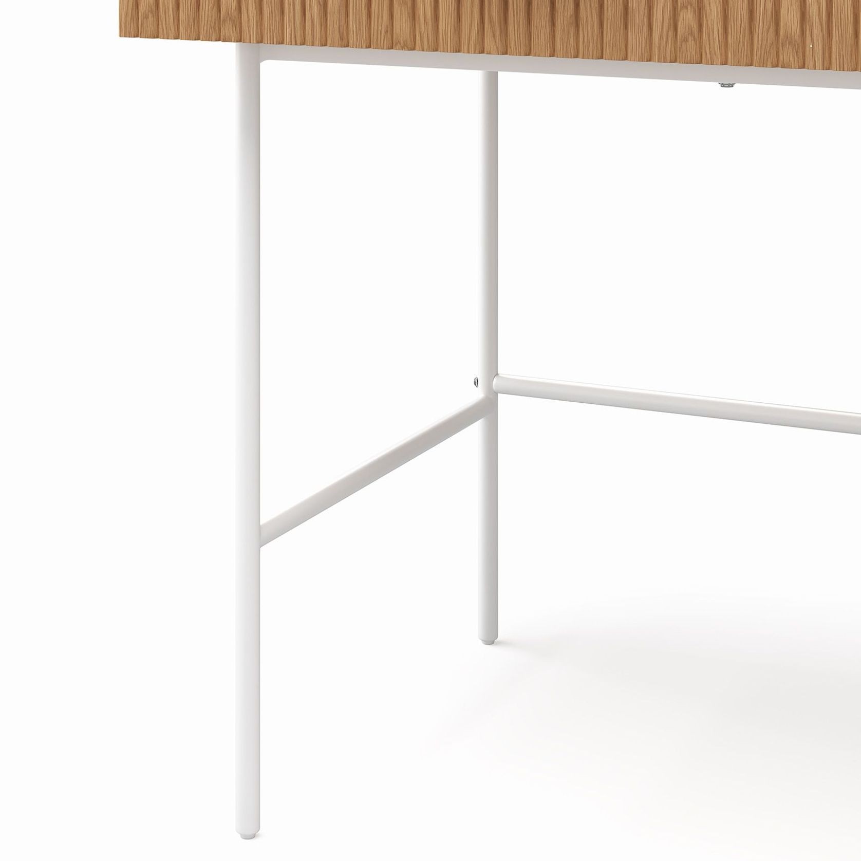 Kina Ripple Slatted Desk | 140cm | Natural Oak & White gallery detail image