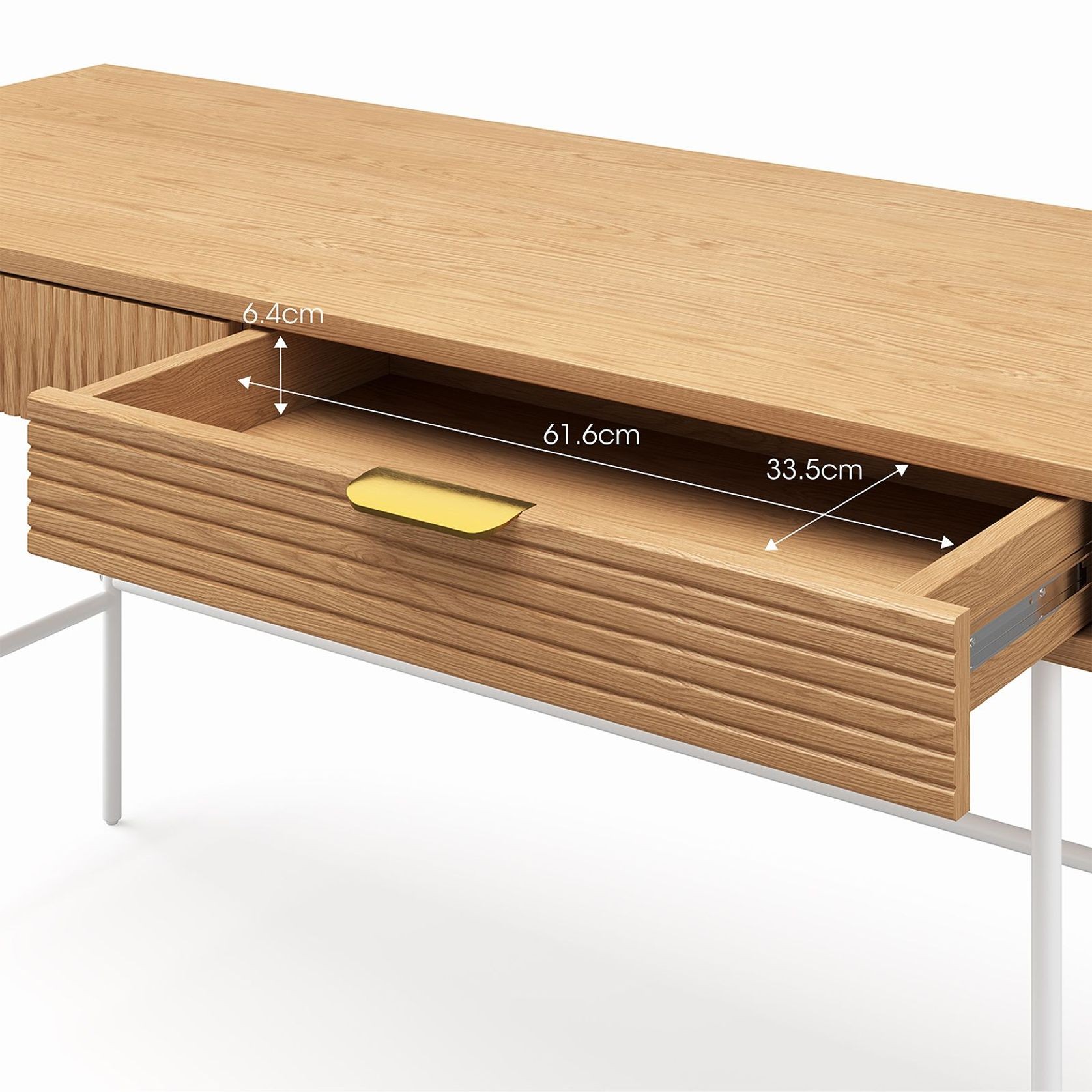 Kina Ripple Slatted Desk | 140cm | Natural Oak & White gallery detail image