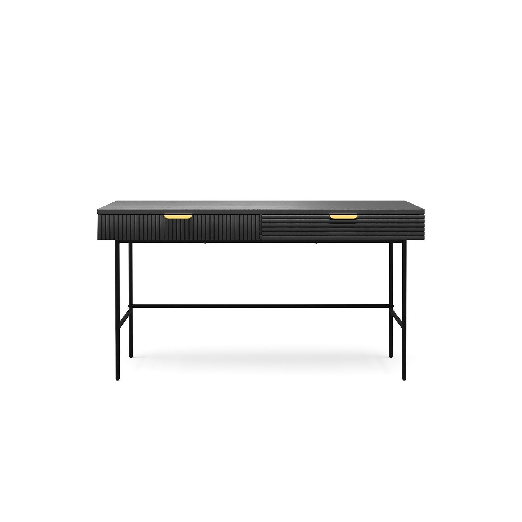 Kina Ripple Slatted Desk | 140cm | Black Oak gallery detail image