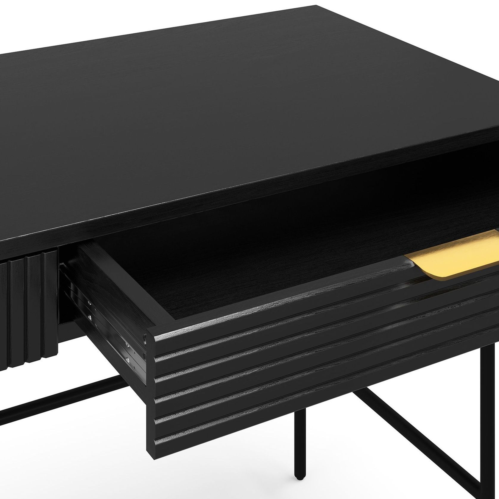 Kina Ripple Slatted Desk | 140cm | Black Oak gallery detail image