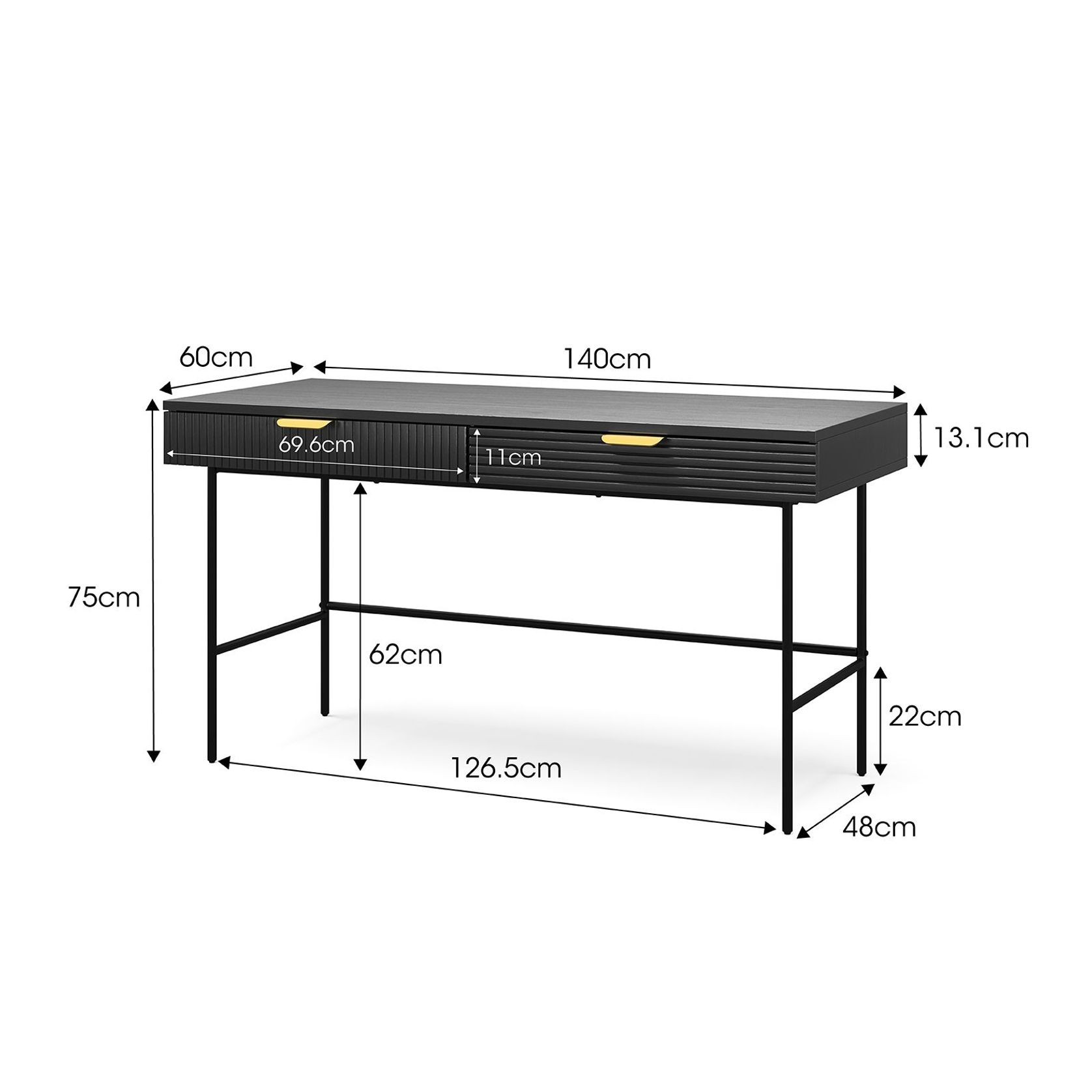 Kina Ripple Slatted Desk | 140cm | Black Oak gallery detail image
