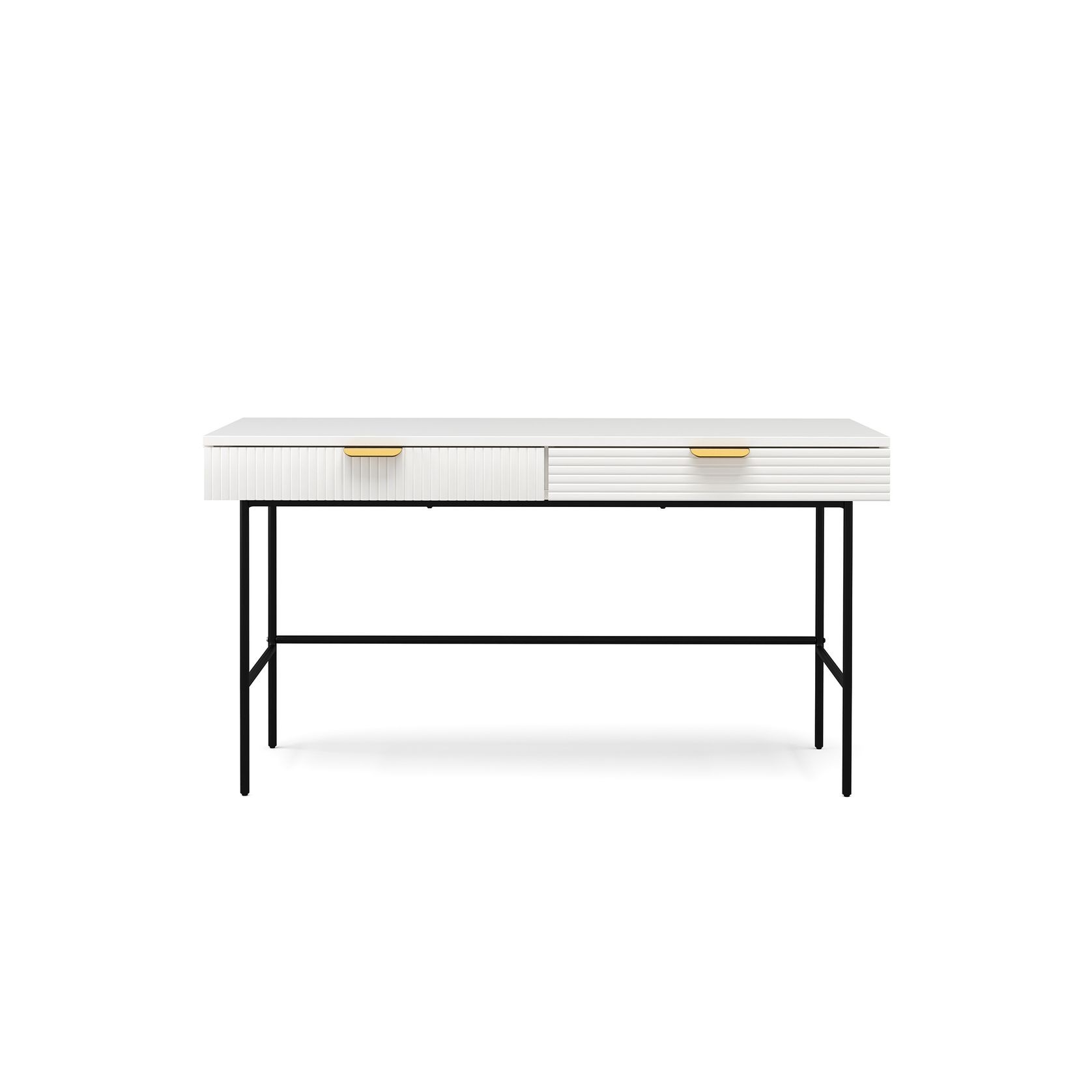 Kina Ripple Slatted Desk | 140cm | White & Black gallery detail image