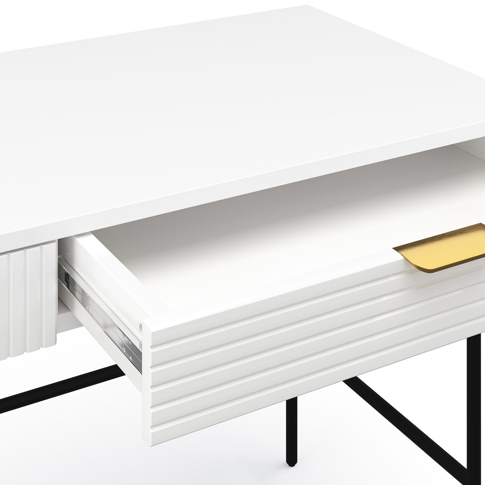 Kina Ripple Slatted Desk | 140cm | White & Black gallery detail image
