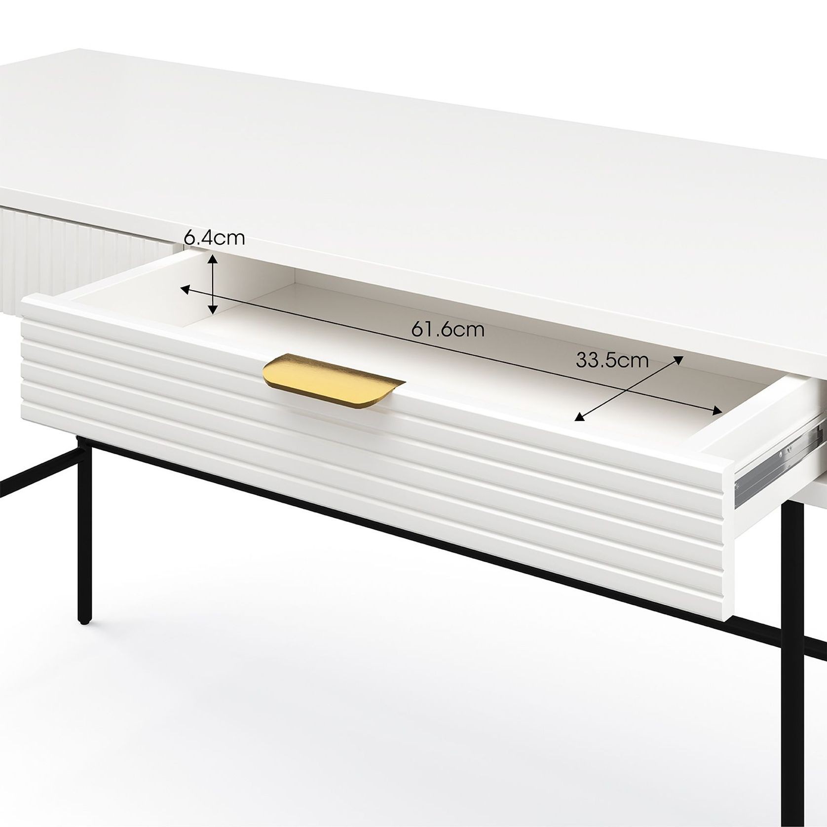 Kina Ripple Slatted Desk | 140cm | White & Black gallery detail image
