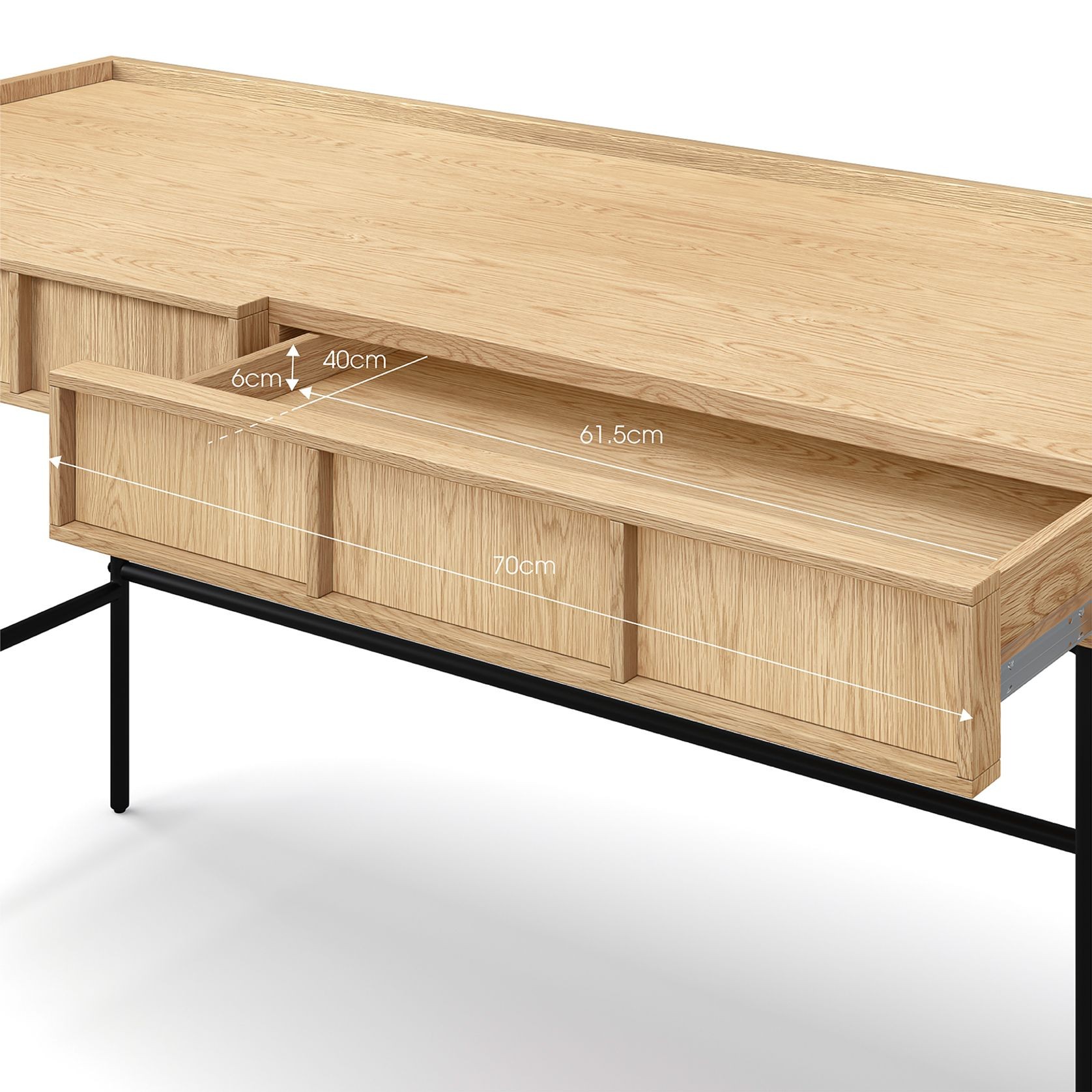 Linea 2 Drawer 140cm Desk Natural Oak | L3 Home gallery detail image