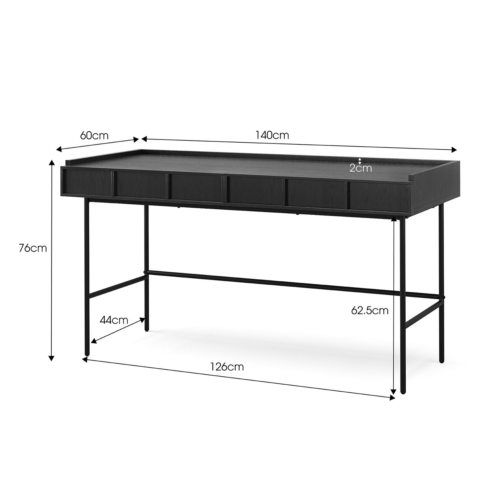 Linea 2 Drawer 140cm Desk Black Oak | L3 Home gallery detail image