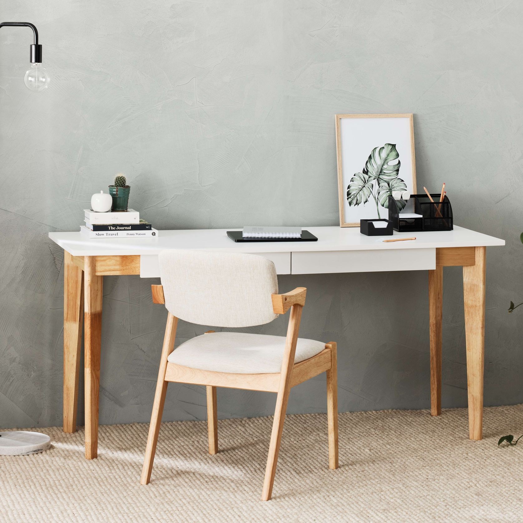 Byron Office Desk | 2 Drawer | Natural Hardwood gallery detail image
