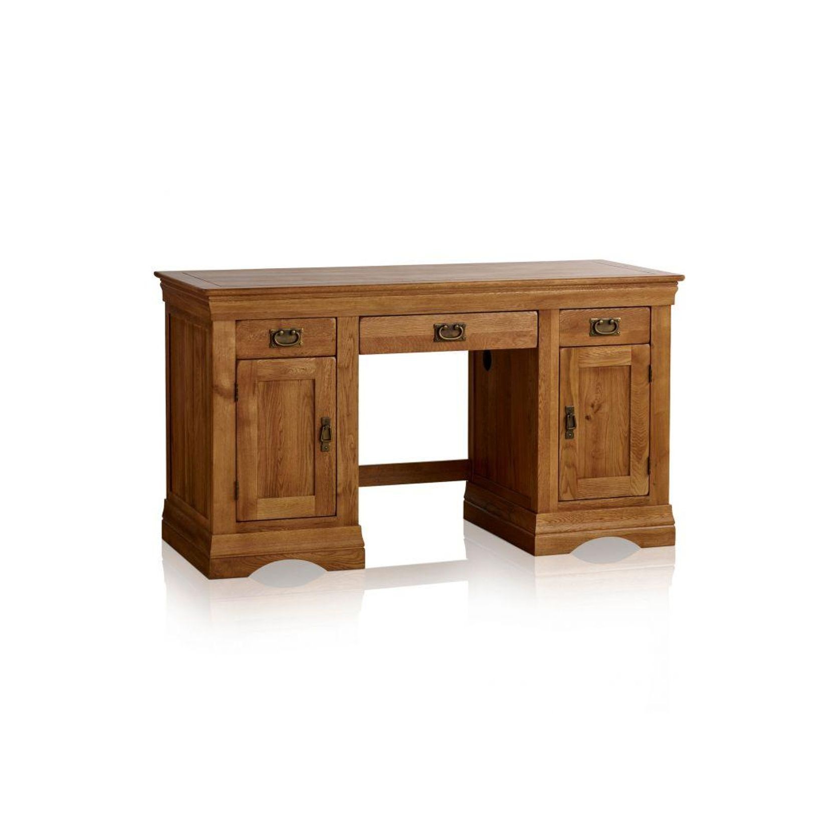 French Rustic Solid Oak Computer Desk gallery detail image