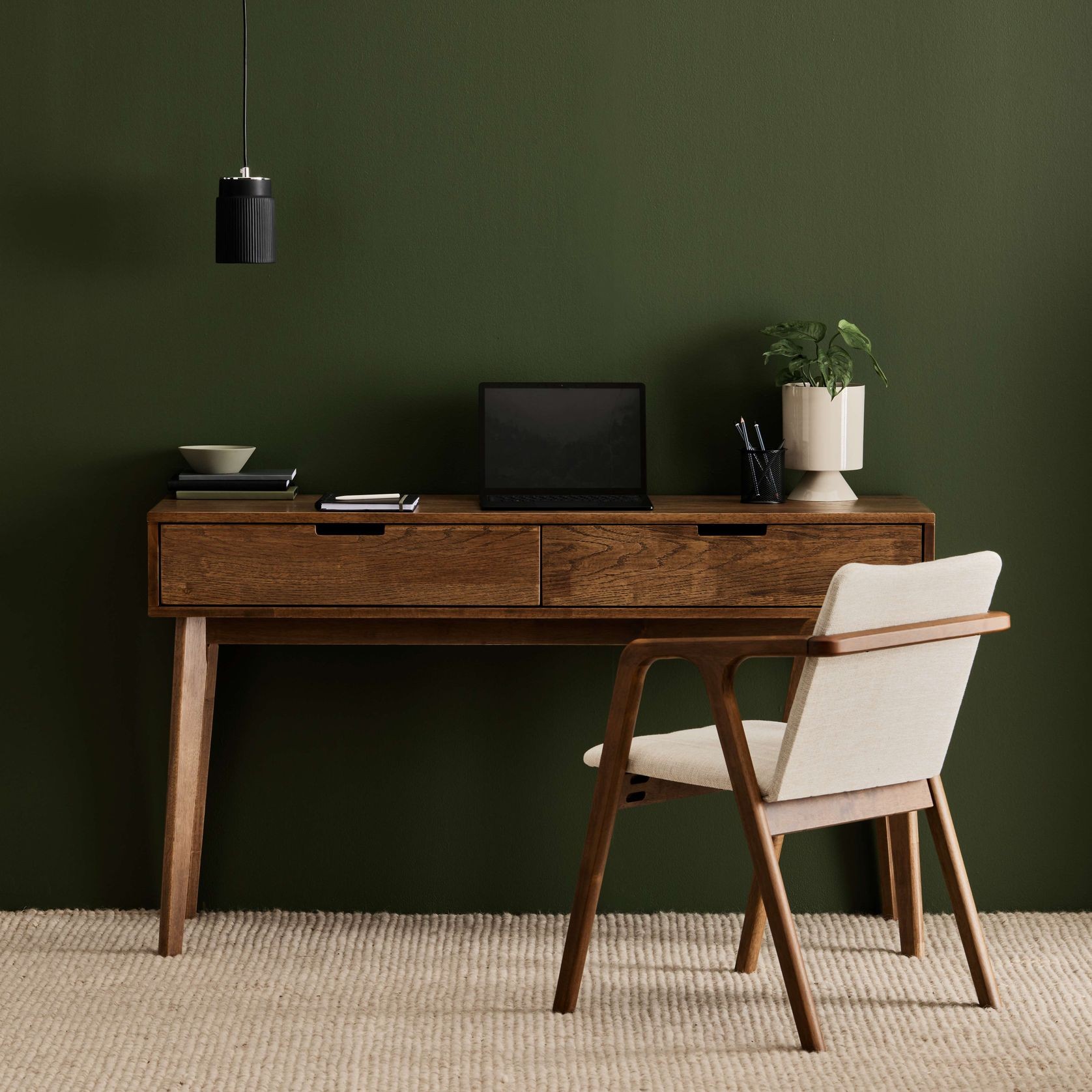 Paris Hardwood Office Desk | 2 Drawer | Walnut gallery detail image