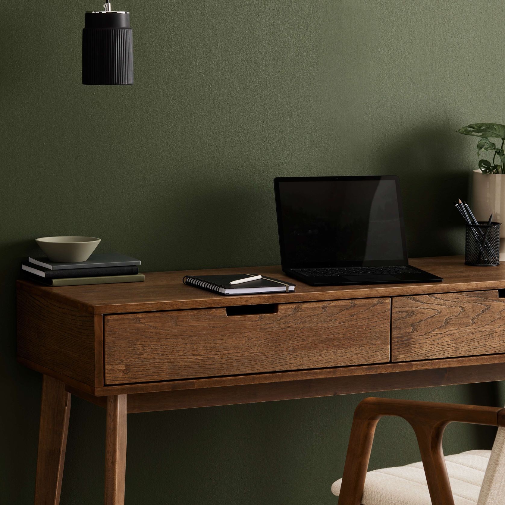 Paris Hardwood Office Desk | 2 Drawer | Walnut gallery detail image