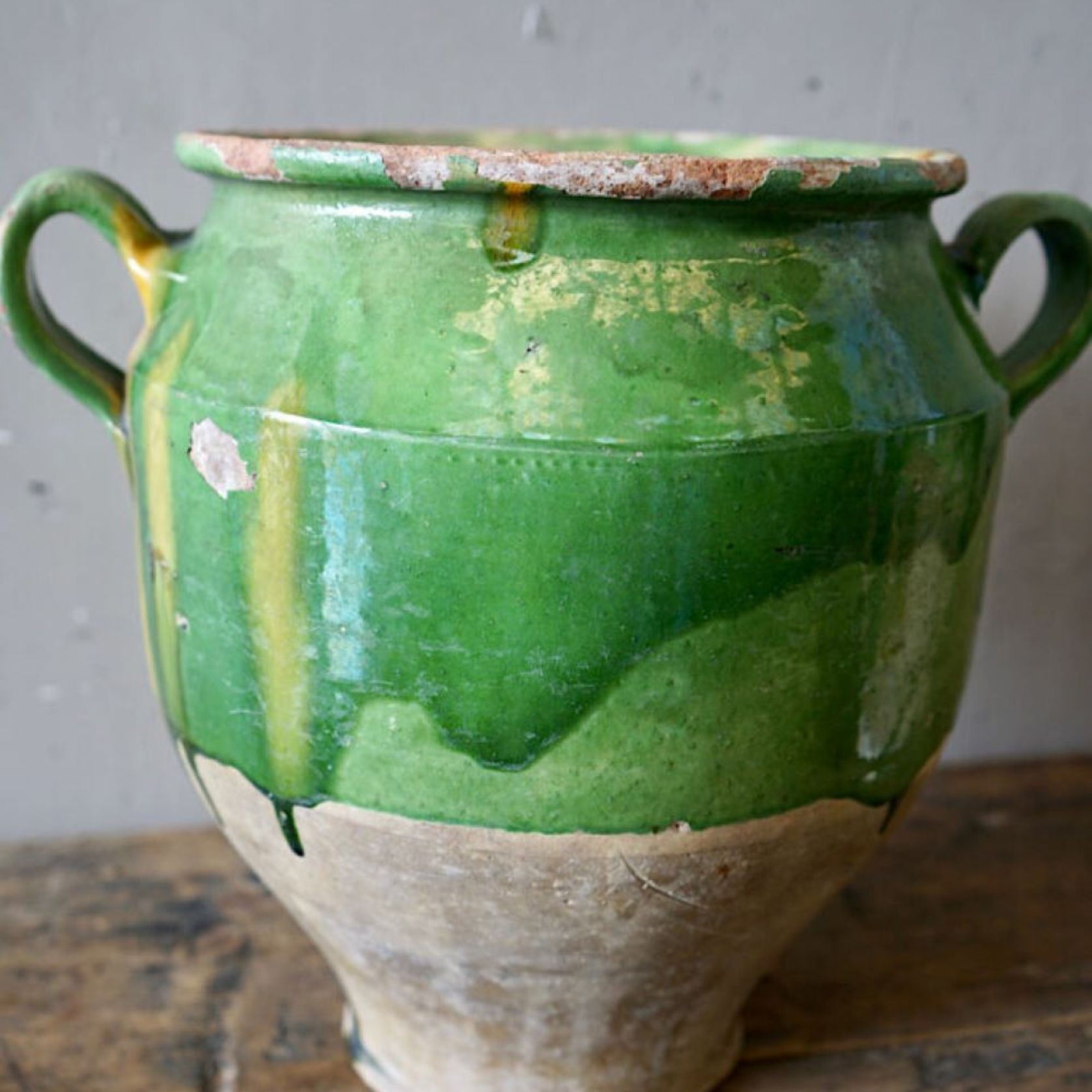 French Antique Green Confit Pots gallery detail image