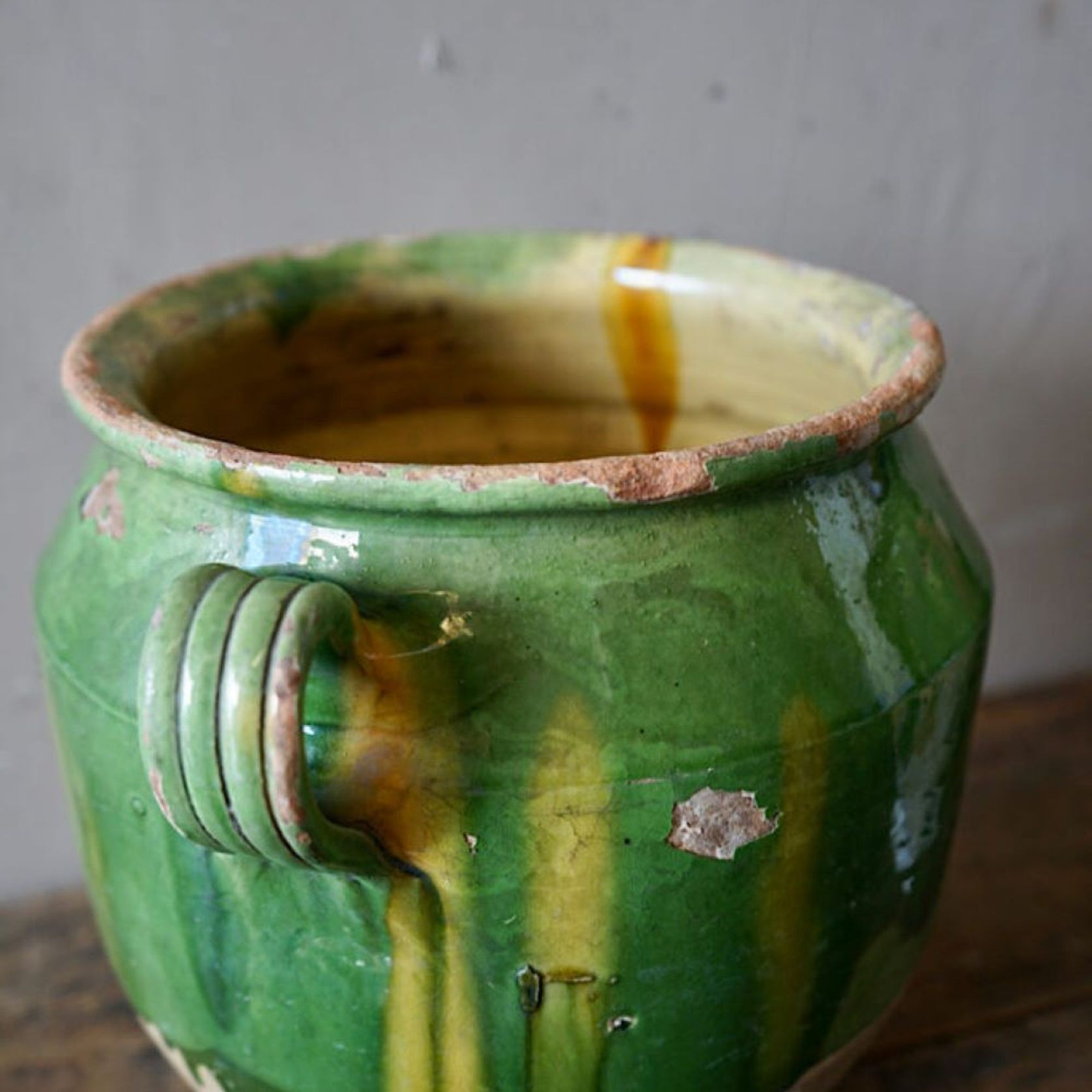 French Antique Green Confit Pots gallery detail image