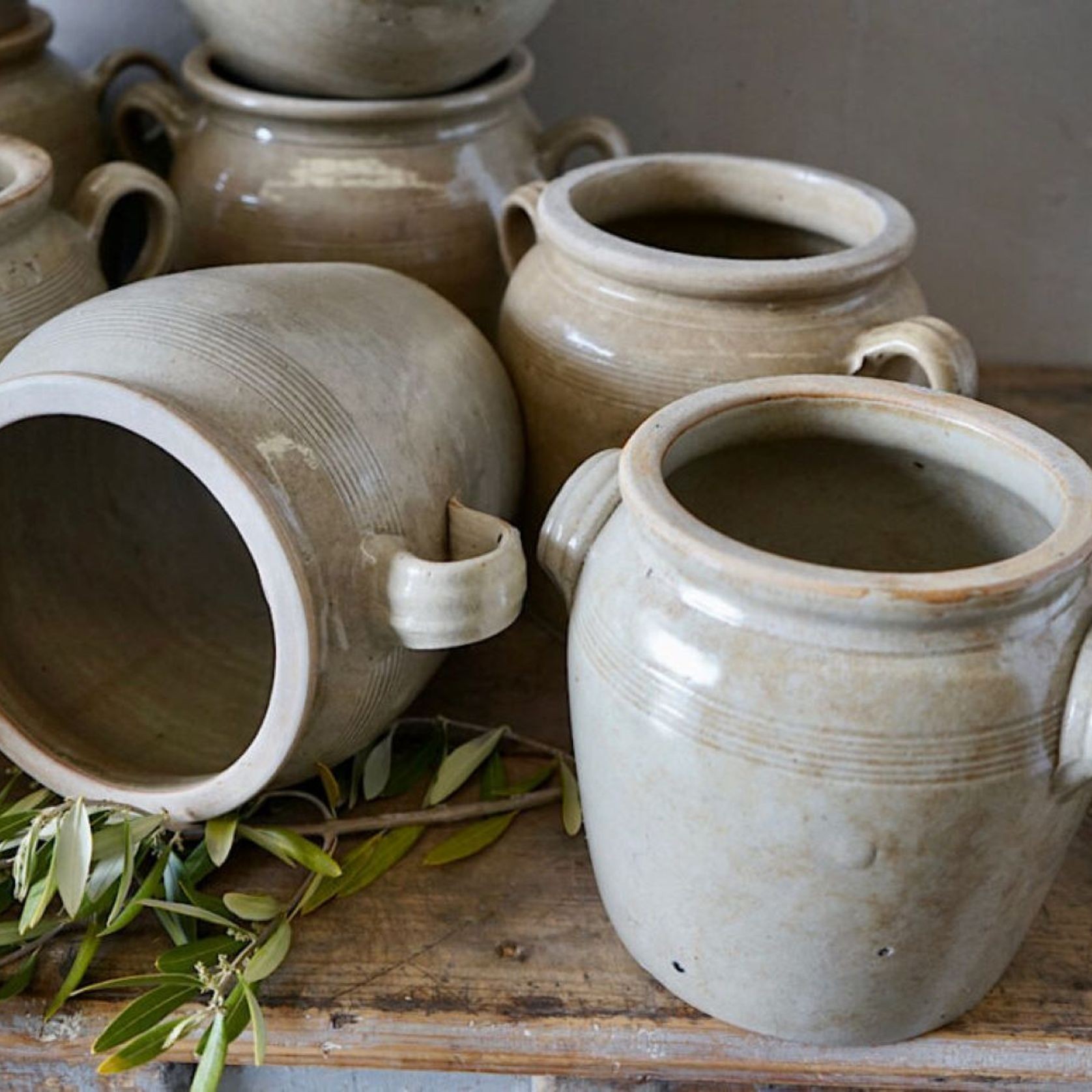 French Antique Stoneware Confit Pots gallery detail image