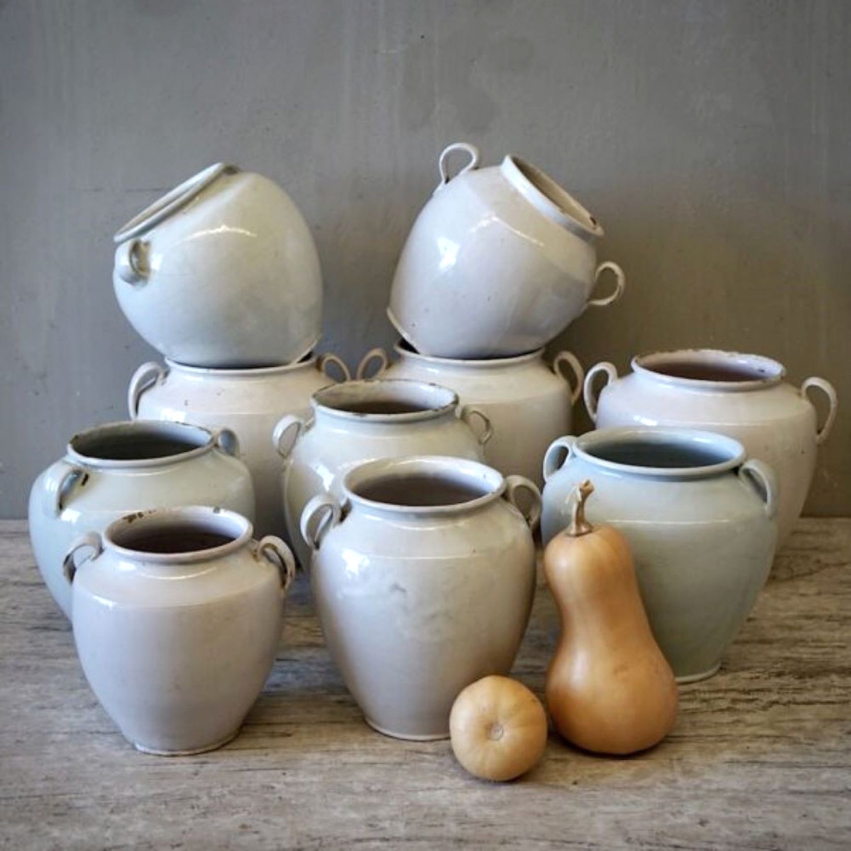French Antique White Confit Pots gallery detail image