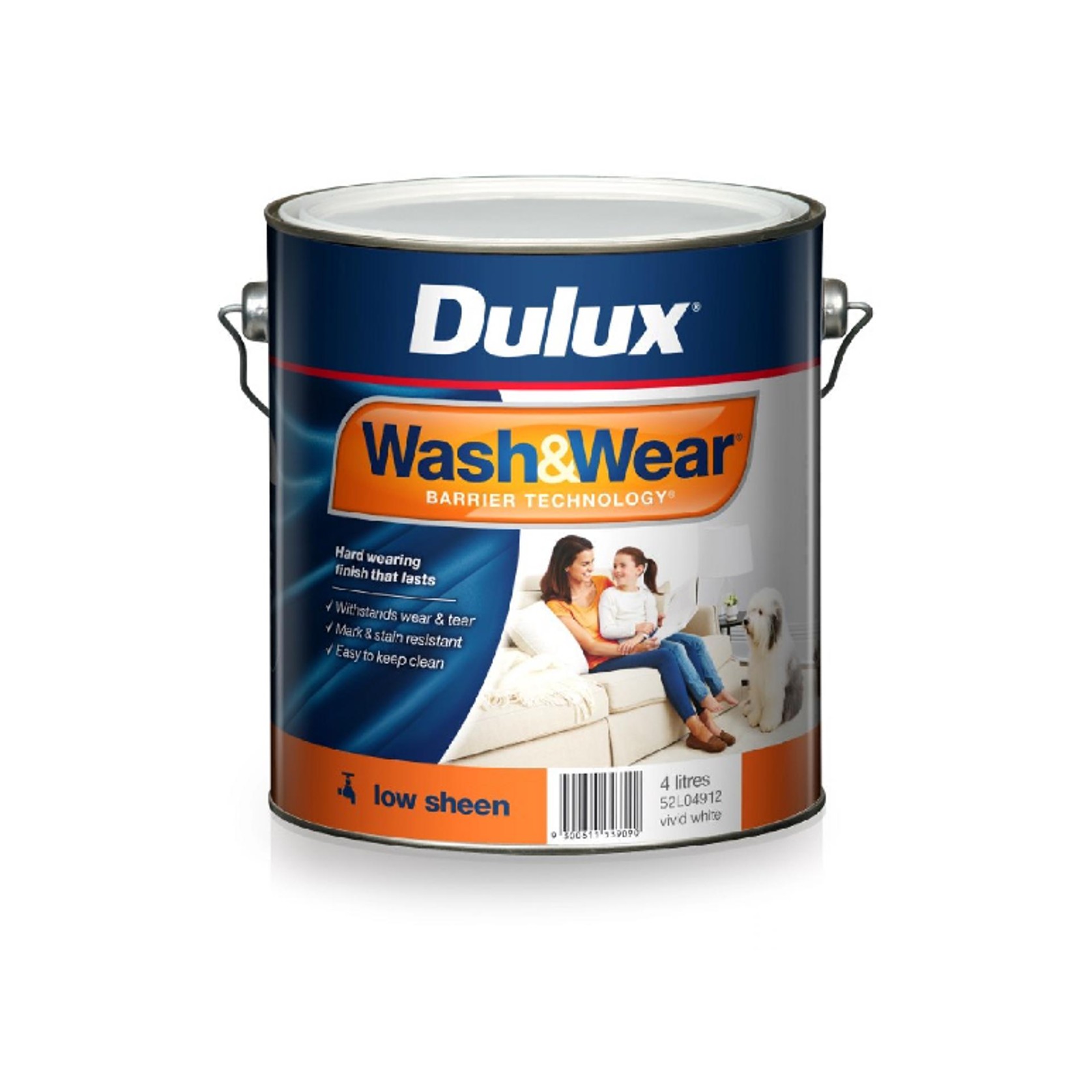 Wash&Wear Low Sheen 4L by Dulux gallery detail image