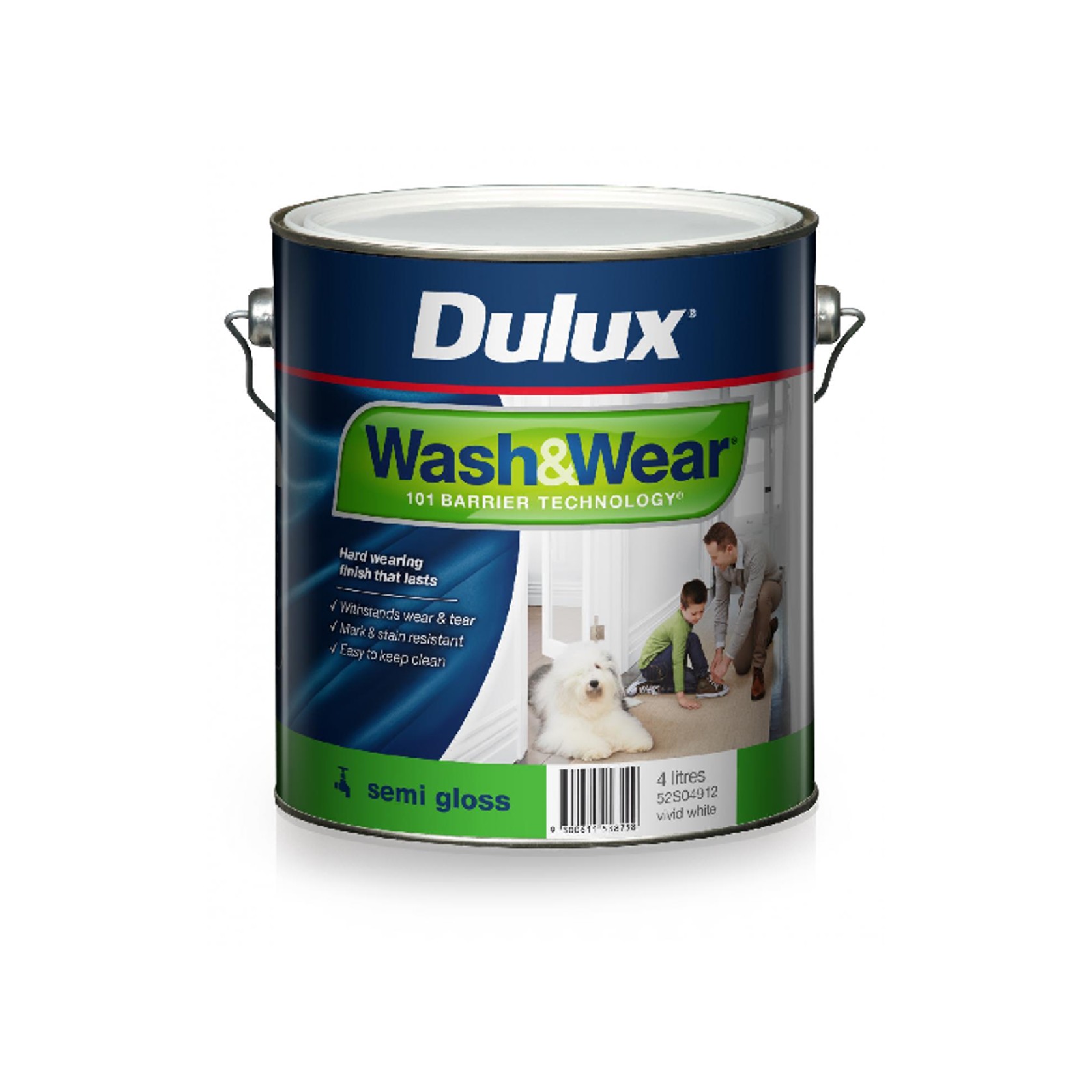 Wash&Wear Semi Gloss 4L by Dulux gallery detail image